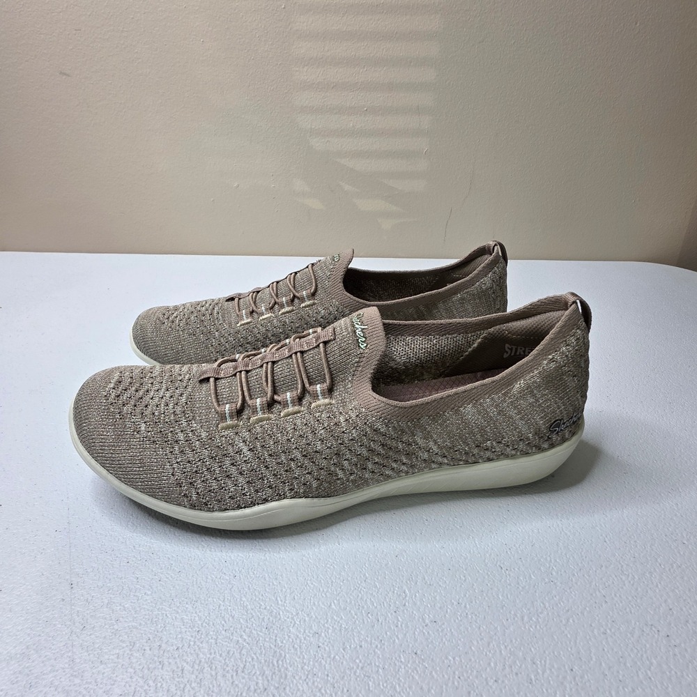 Skechers Sneakers Womens 10 Taupe Air-Cooled Memory Foam Slip On Stretch Casual